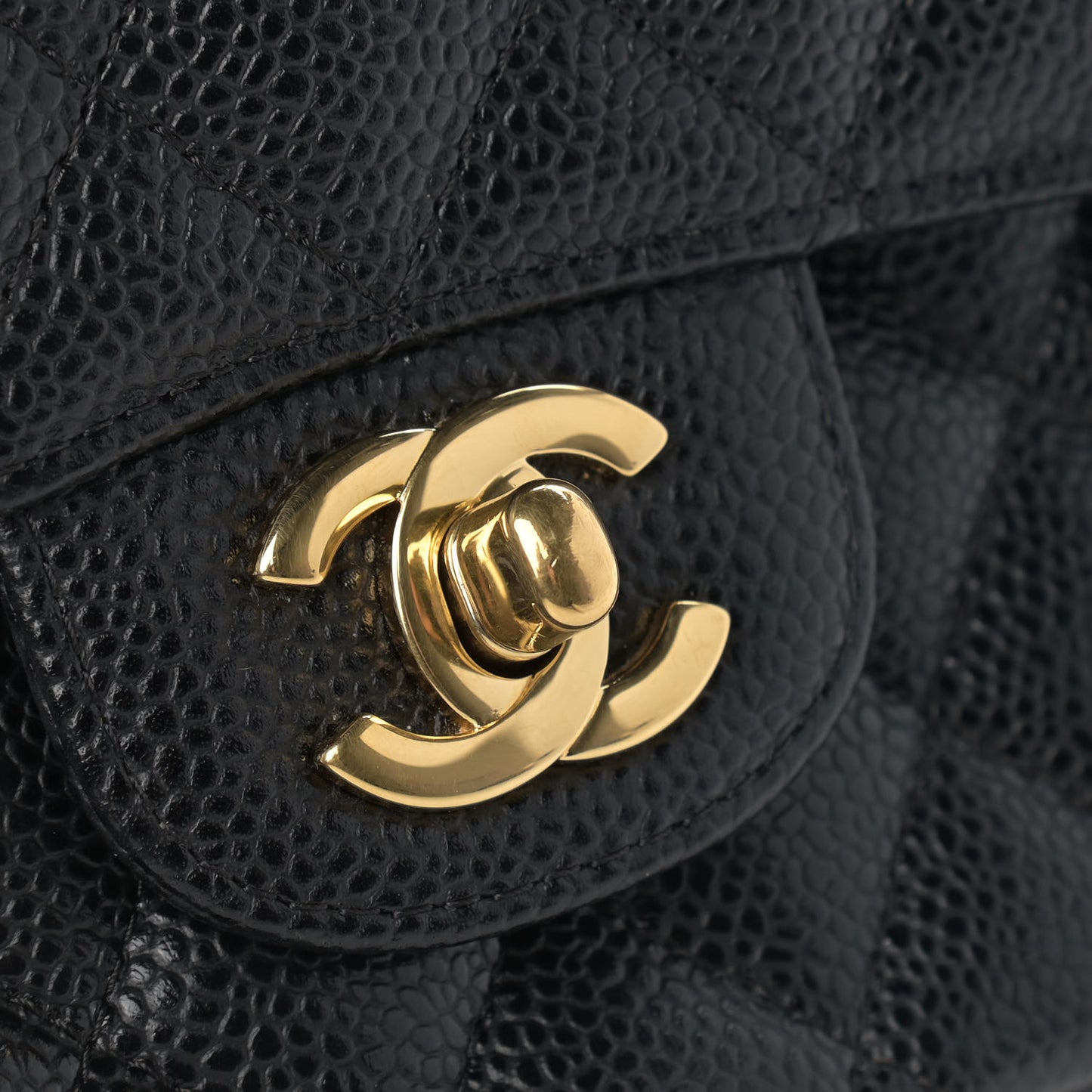 Caviar Quilted Medium Double Flap Black