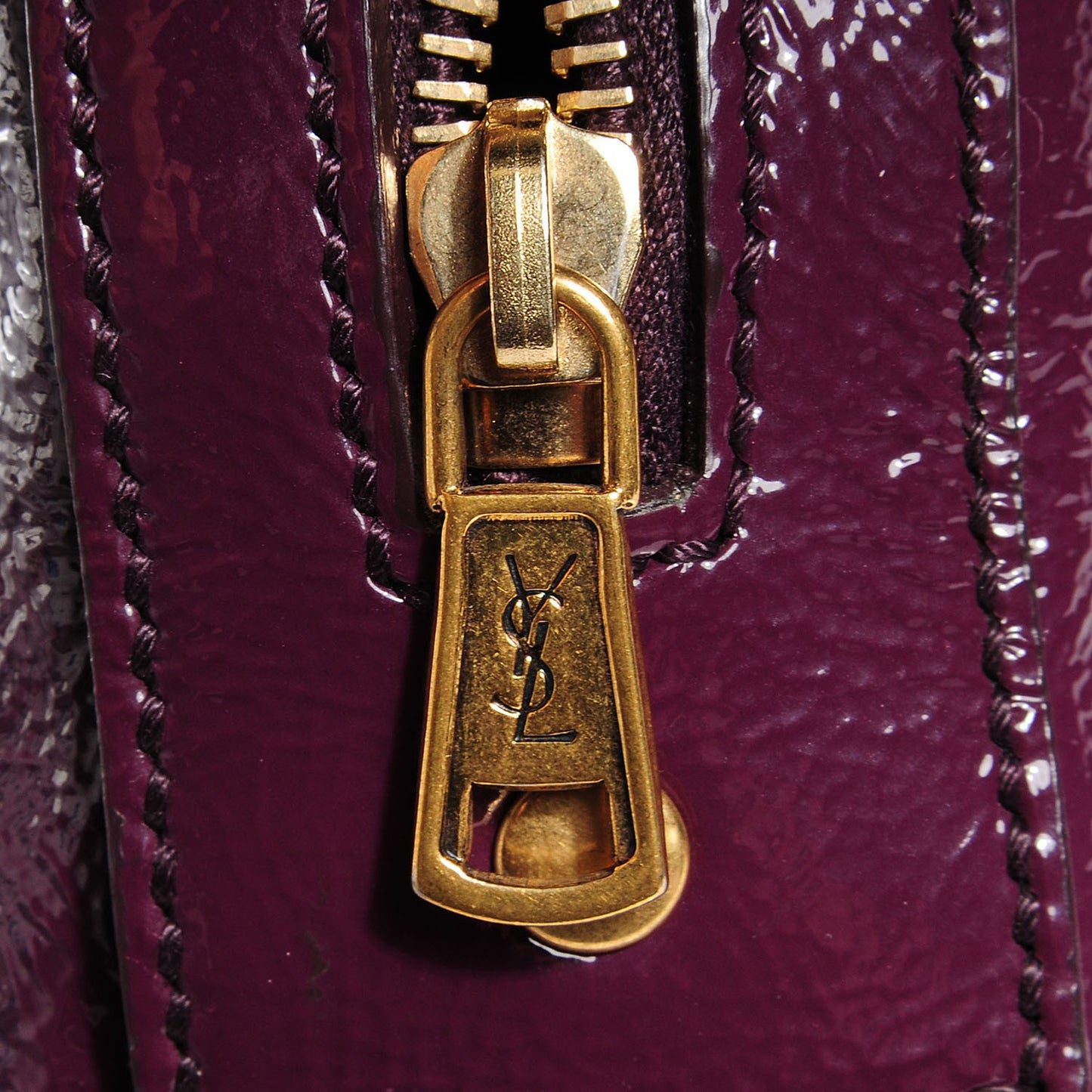 Patent Calfskin Large Muse Eggplant