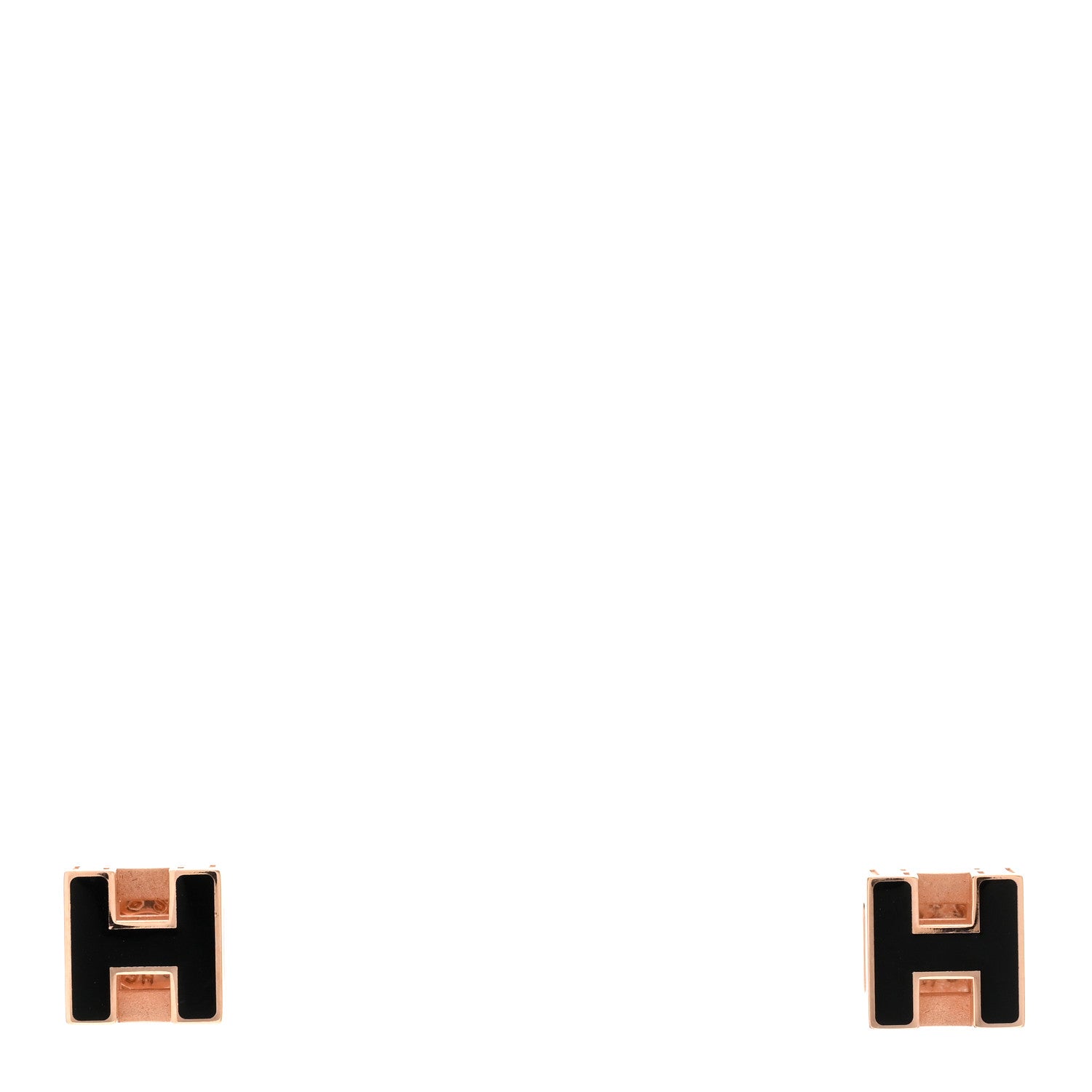 Hermes Rose Gold Lacquered Cage d'H Earrings Black 1 of 5