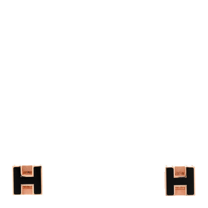 Hermes Rose Gold Lacquered Cage d'H Earrings Black 1 of 5