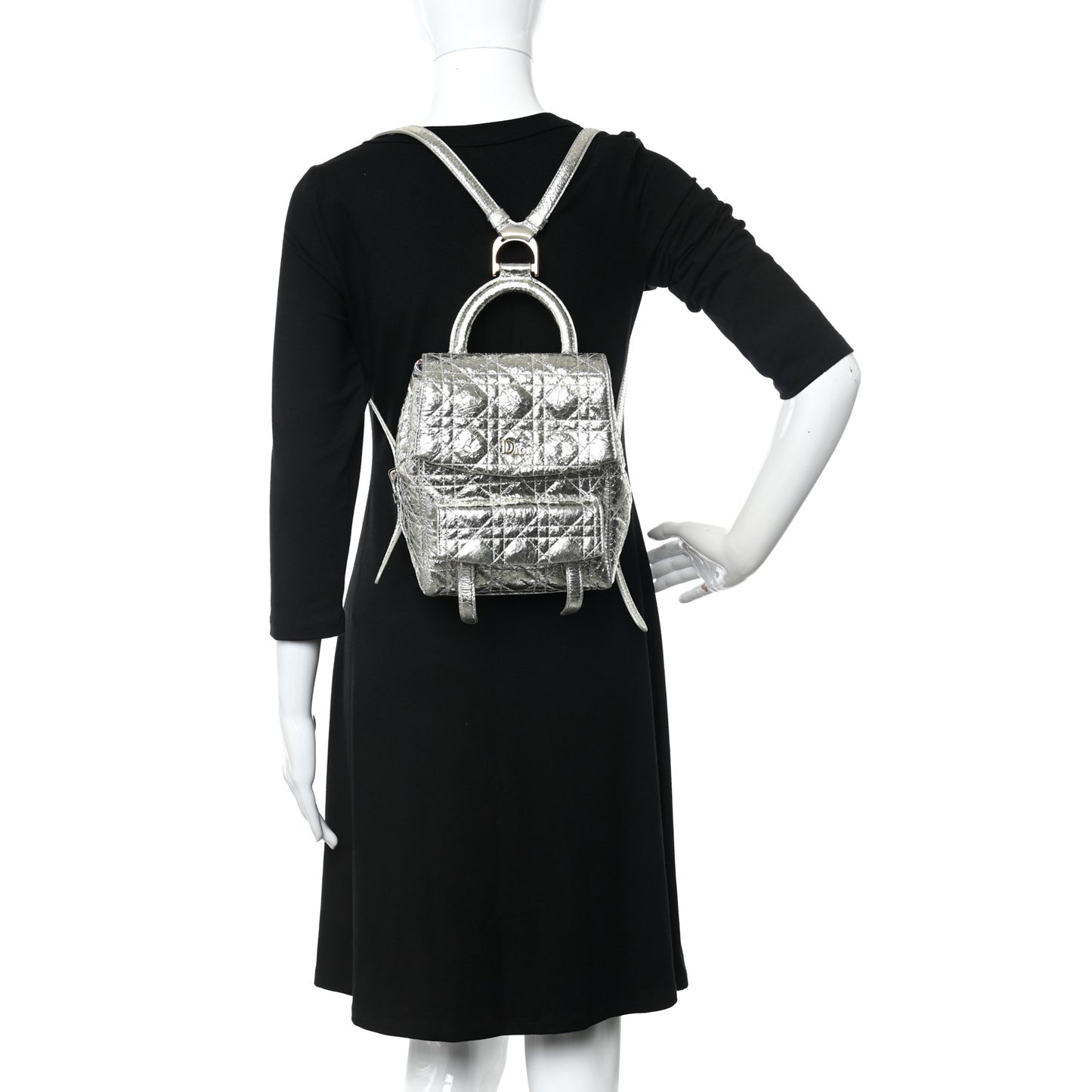 Metallic Calfskin Small Stardust Backpack Silver