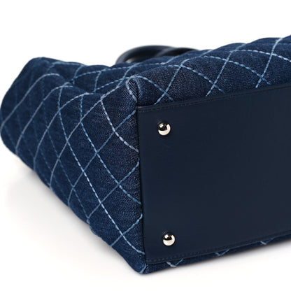 Chanel Denim Quilted Medium Coco Handle Shopping Tote Blue 10 of 12