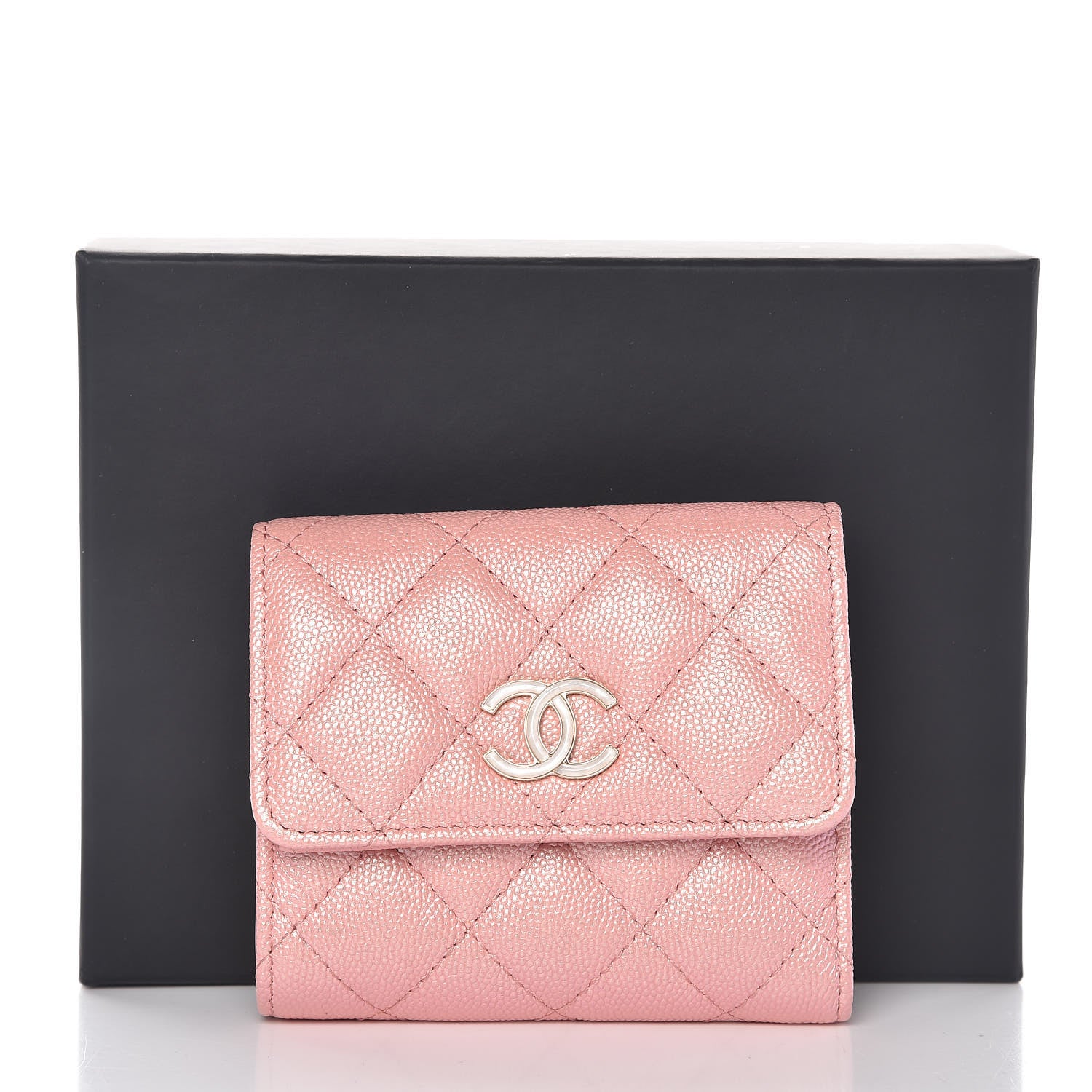Chanel Iridescent Caviar Small Quilted Flap Wallet Rose Pink 9 of 9