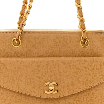 Chanel Caviar Flap Shoulder Bag Beige 8 of 11