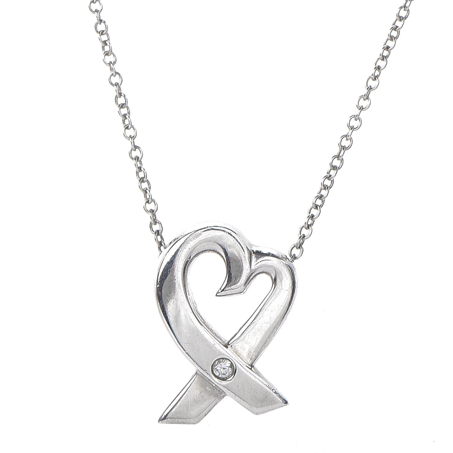 Tiffany Sterling Silver Paloma Picasso Diamond Loving Heart Necklace 4 of 8