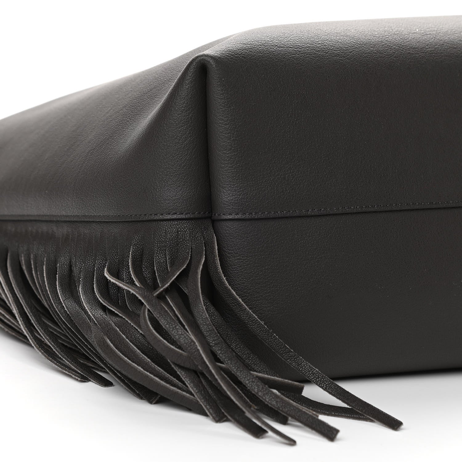 Saint Laurent Calfskin Large Fringe Shopping Tote Dark Grey 11 of 14