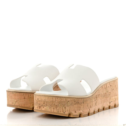 Hermes Calfskin Cork Eze 30 Sandals 41 White 3 of 10