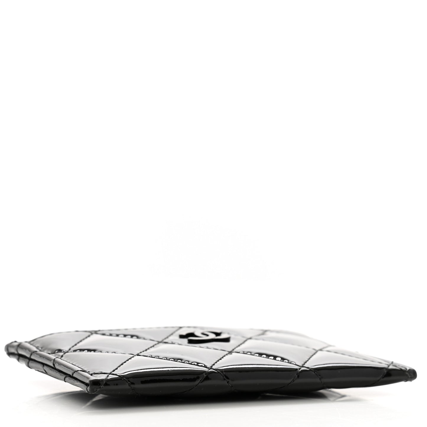 Patent Calfskin Quilted Card Holder So Black