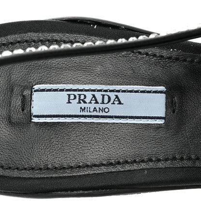 Prada Satin Crystal Logo 45mm Slingback Pumps 37 Cristal 7 of 10