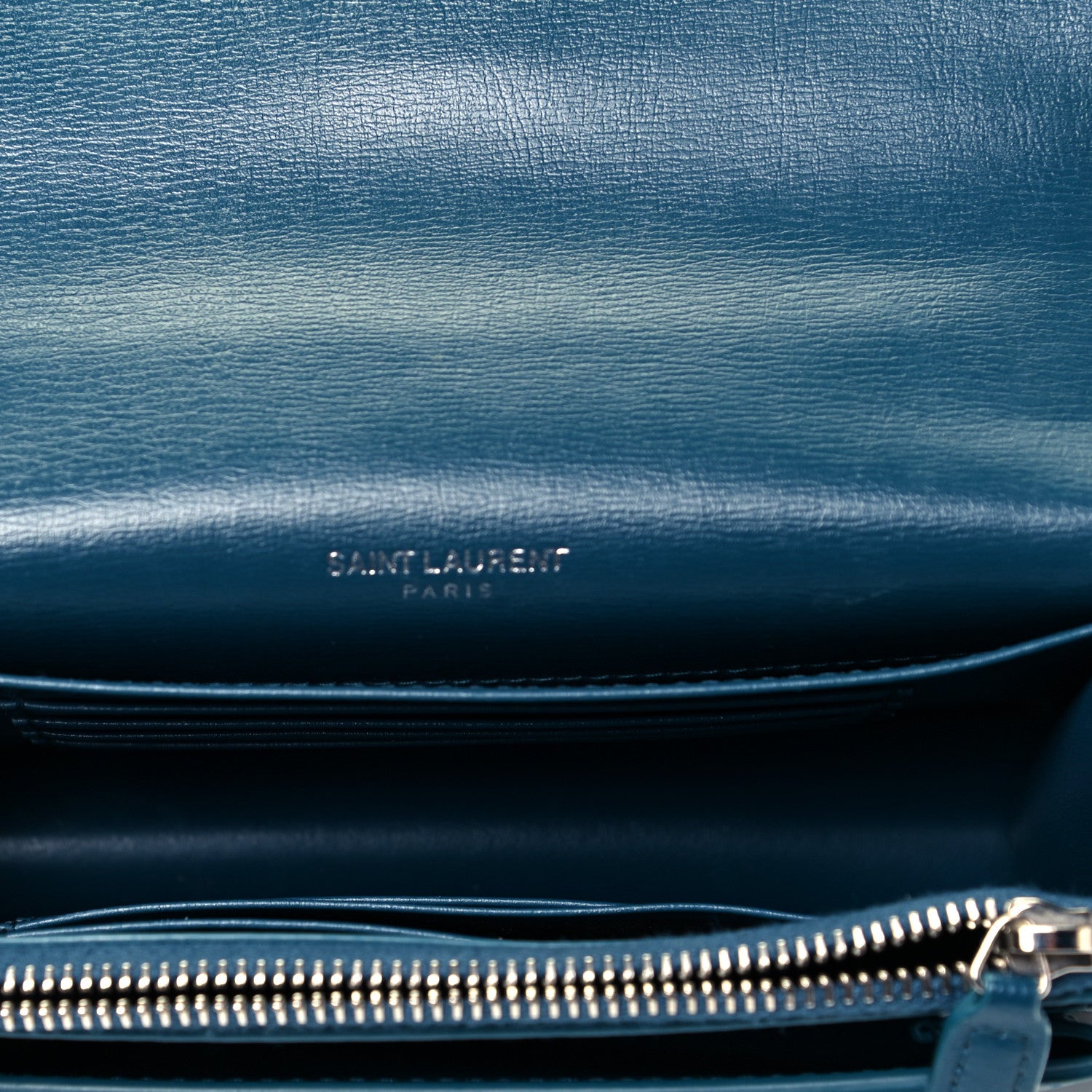 Saint Laurent Calfskin Monogram Sunset Chain Wallet Peacock 5 of 10