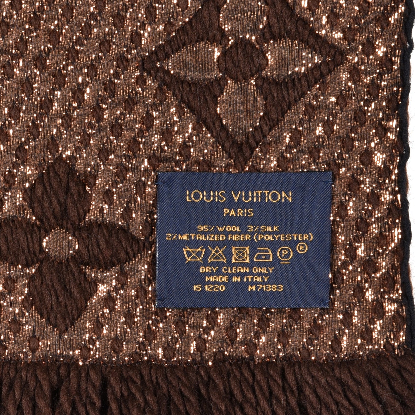 Wool Silk Logomania Shine Scarf Marron