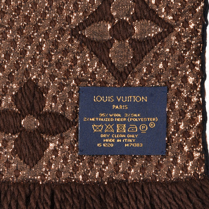Louis Vuitton Wool Silk Logomania Shine Scarf Marron 4 of 5