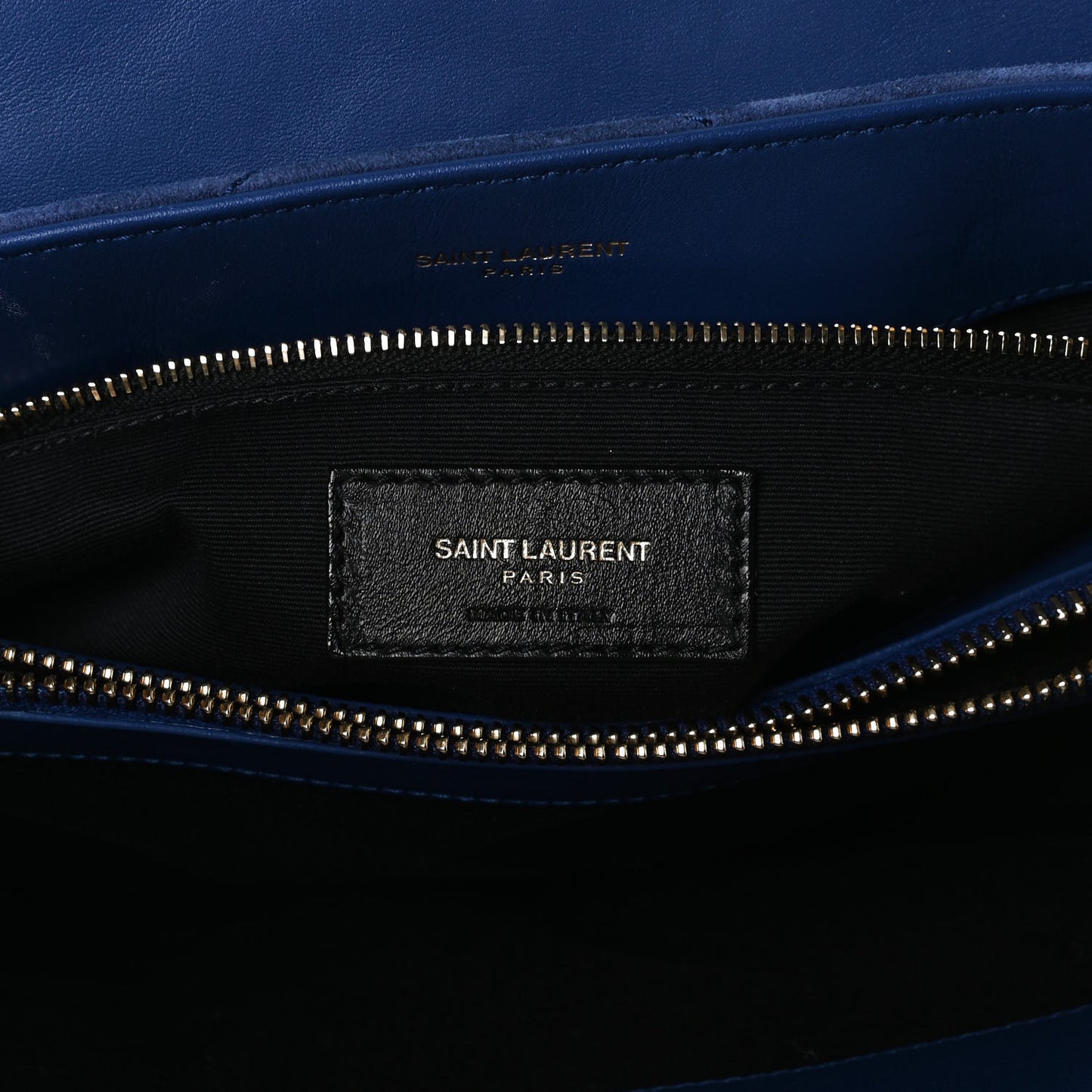 Suede Y Quilted Monogram Medium Loulou Chain Satchel Blue