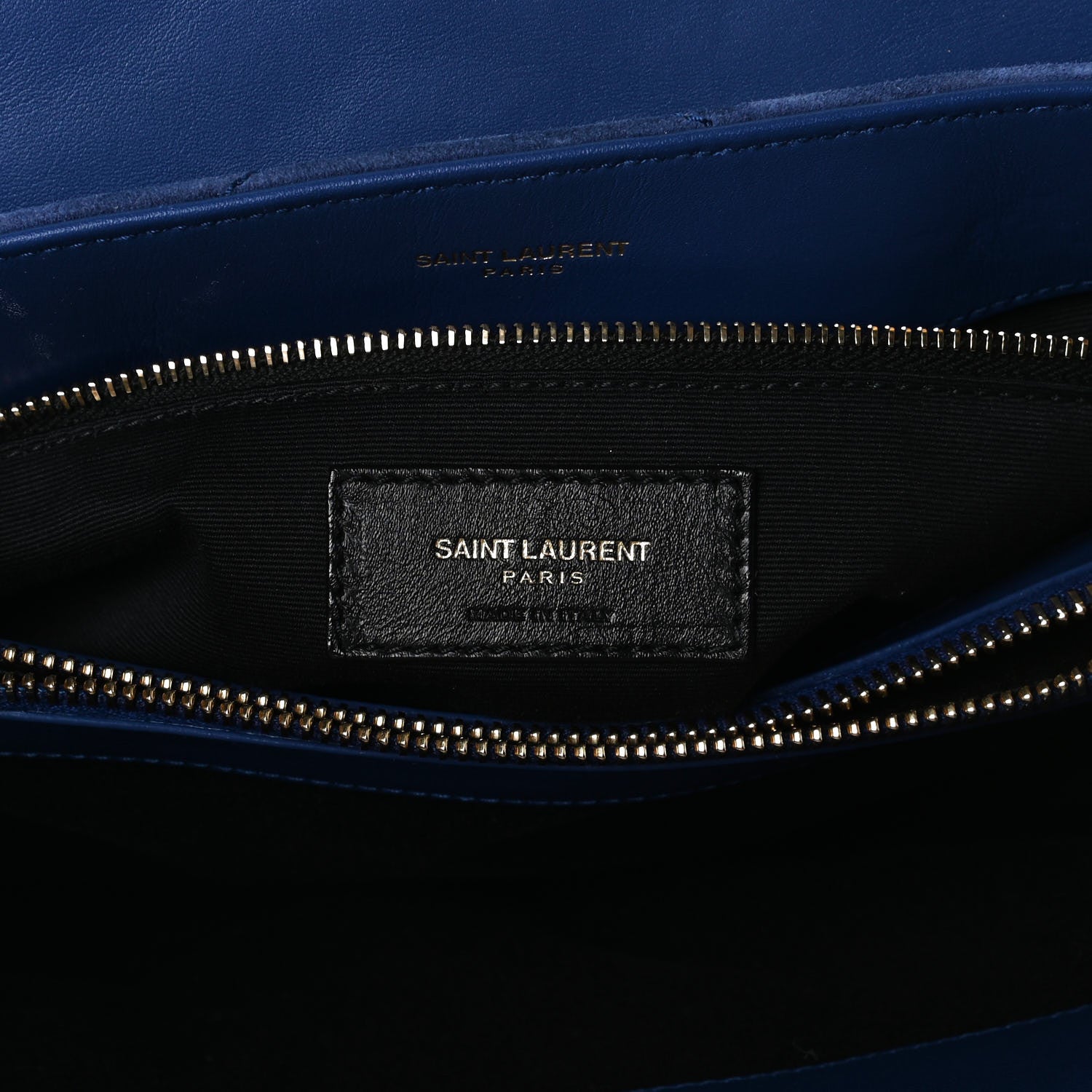Saint Laurent Suede Y Quilted Monogram Medium Loulou Chain Satchel Blue 6 of 17