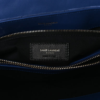 Saint Laurent Suede Y Quilted Monogram Medium Loulou Chain Satchel Blue 6 of 17