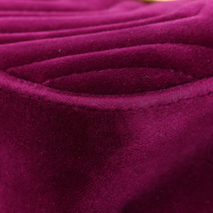Gucci Velvet Matelasse Small GG Marmont Chain Shoulder Bag Fuchsia Violet Cyclamen 9 of 13