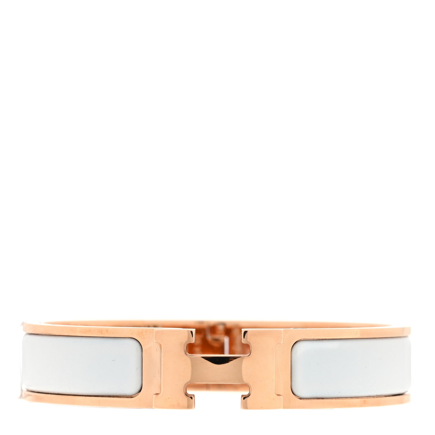 Hermes Enamel Narrow Clic Clac H Bracelet PM White 1 of 3