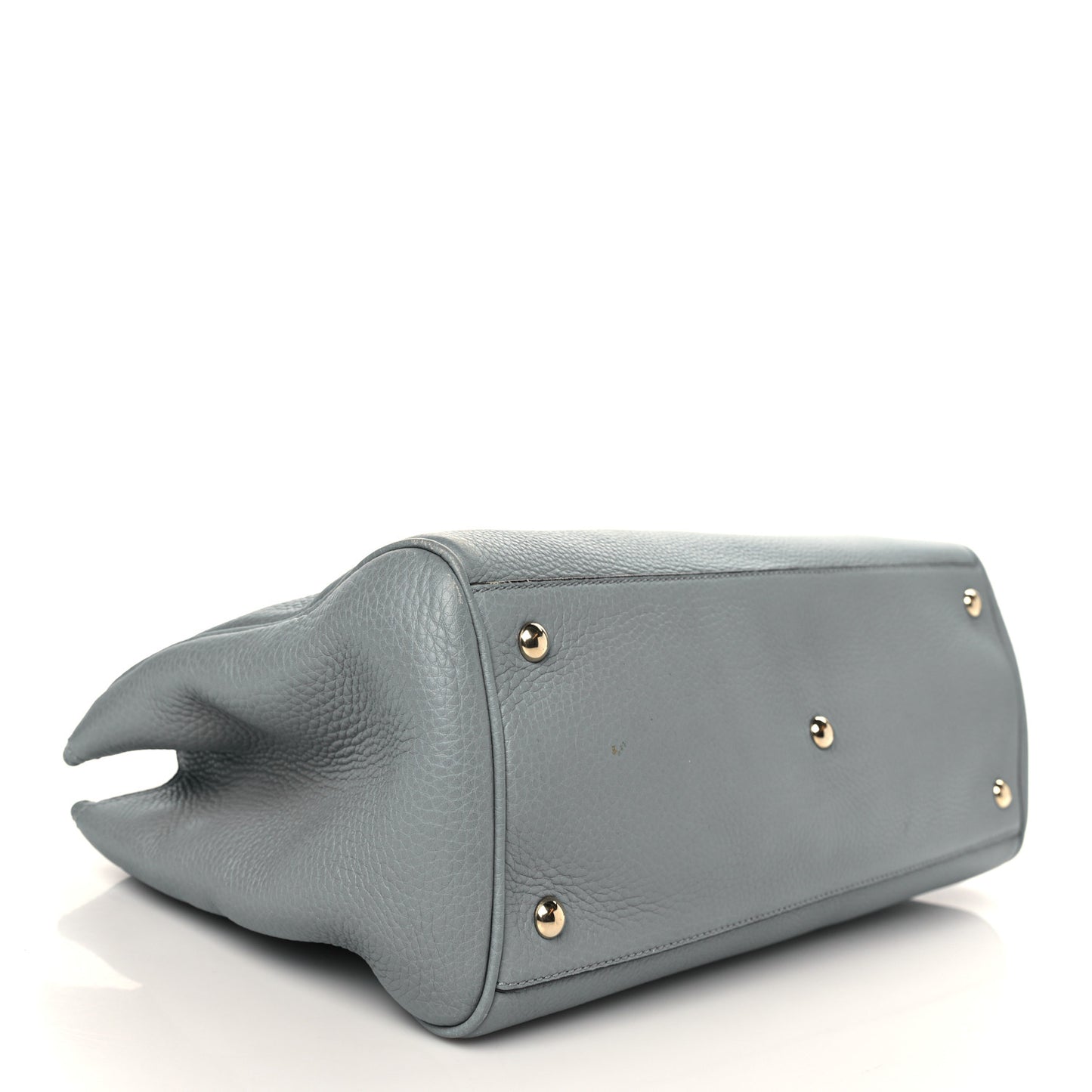 Pebbled Calfskin Medium Bamboo Shopper Tote Light Blue