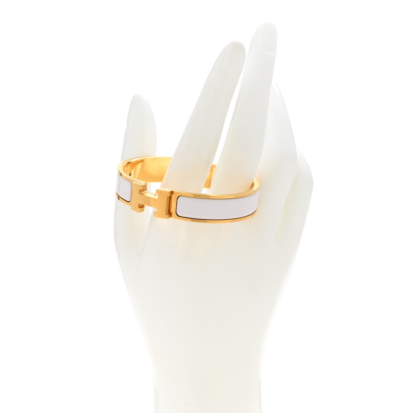 Enamel Narrow Clic Clac H Bracelet PM White