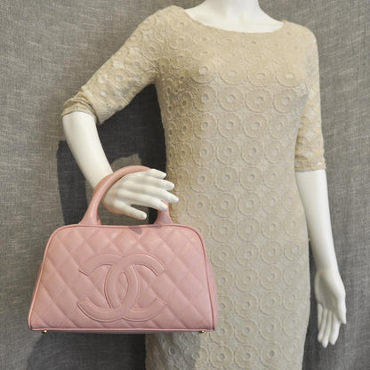 Chanel Caviar Quilted Small Bowler Pink 2 of 9