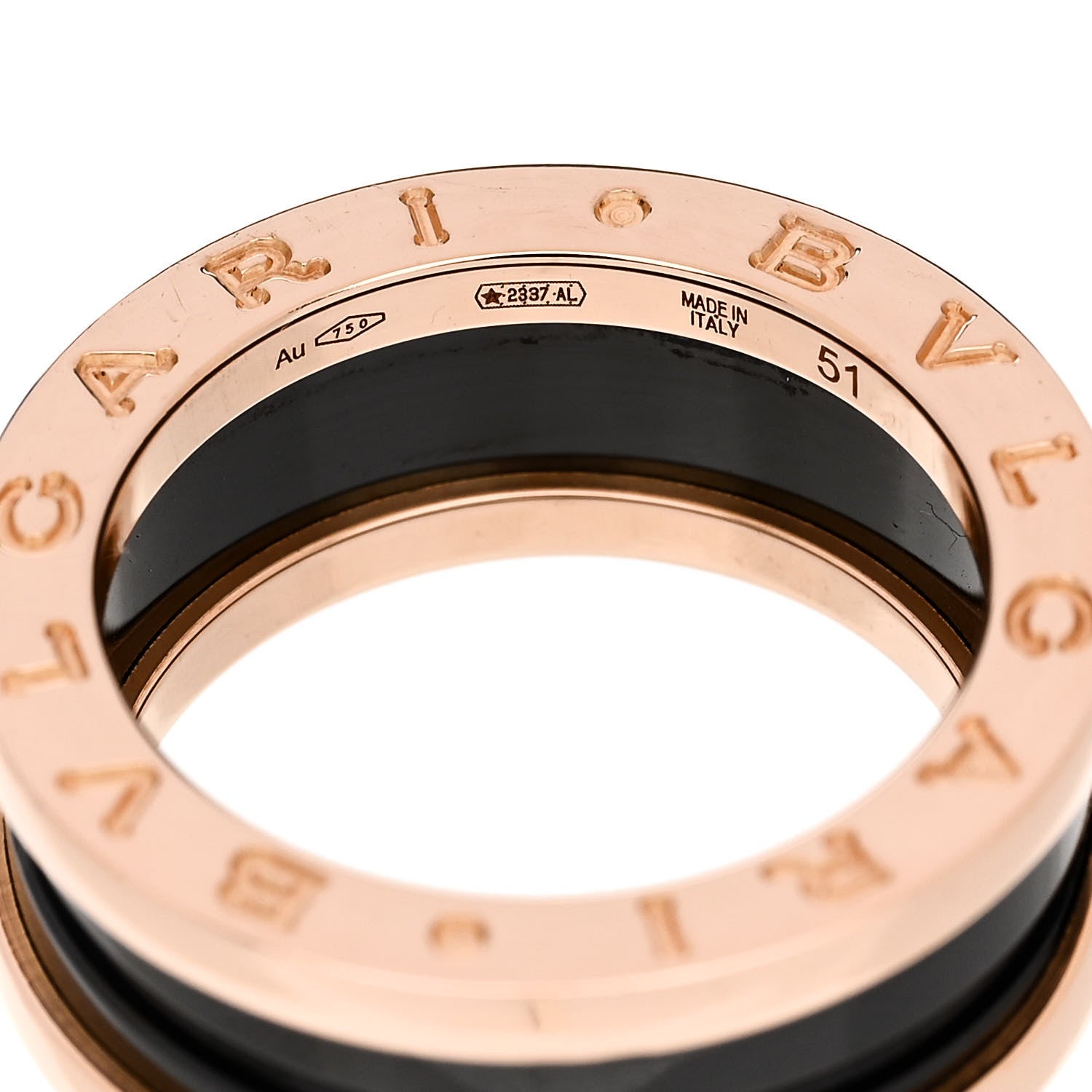Bulgari 18K Rose Gold Black Ceramic B.Zero1 Two-Band Ring 51 5.75 4 of 5