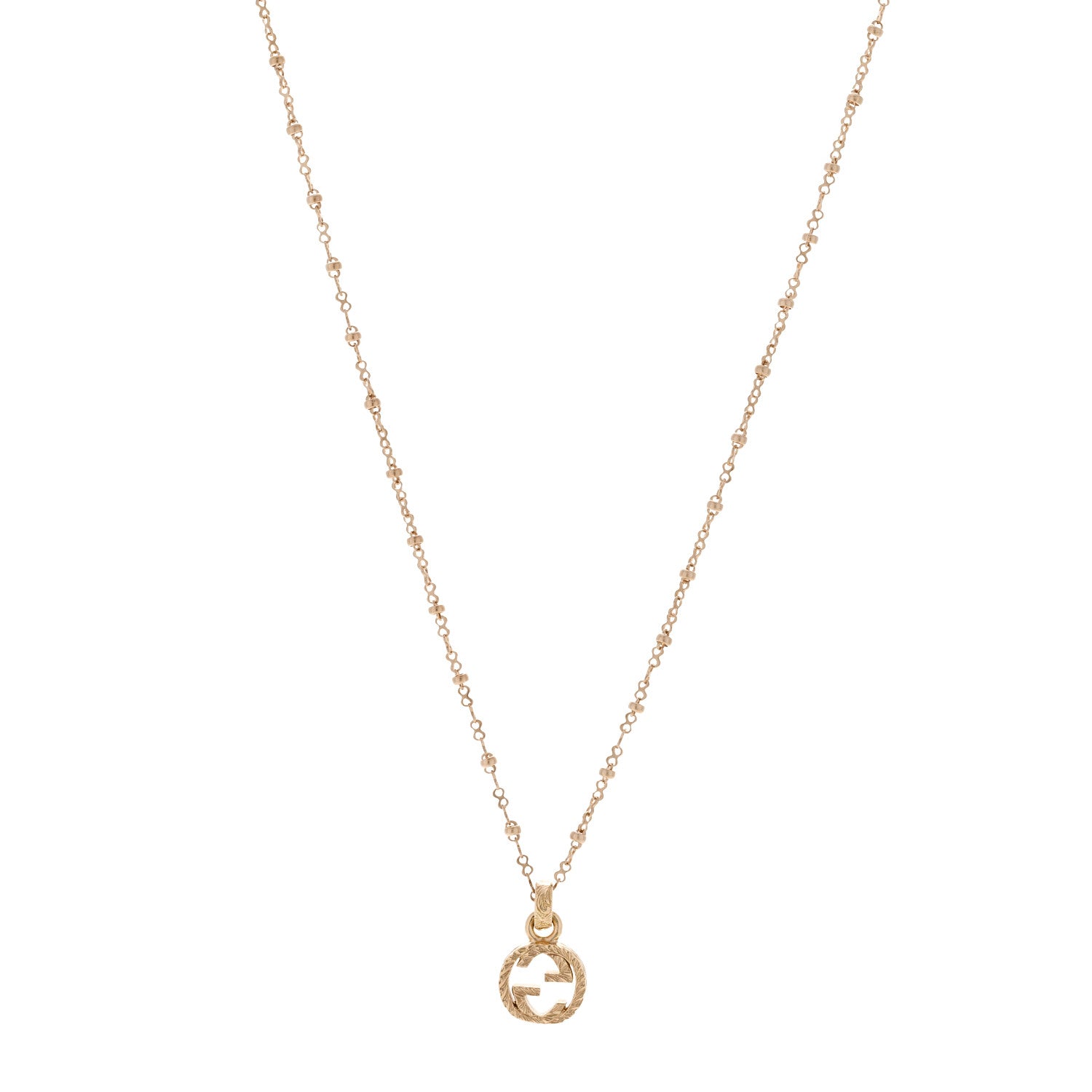 Gucci 18K Yellow Gold Running GG Pendant Necklace 1 of 6