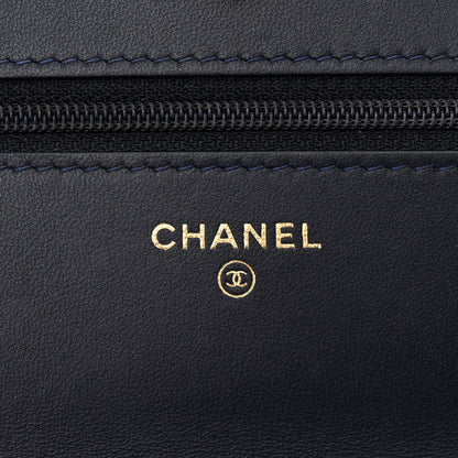 Chanel Wool Tweed Lambskin Quilted Chanel 19 Wallet On Chain WOC Navy 7 of 13