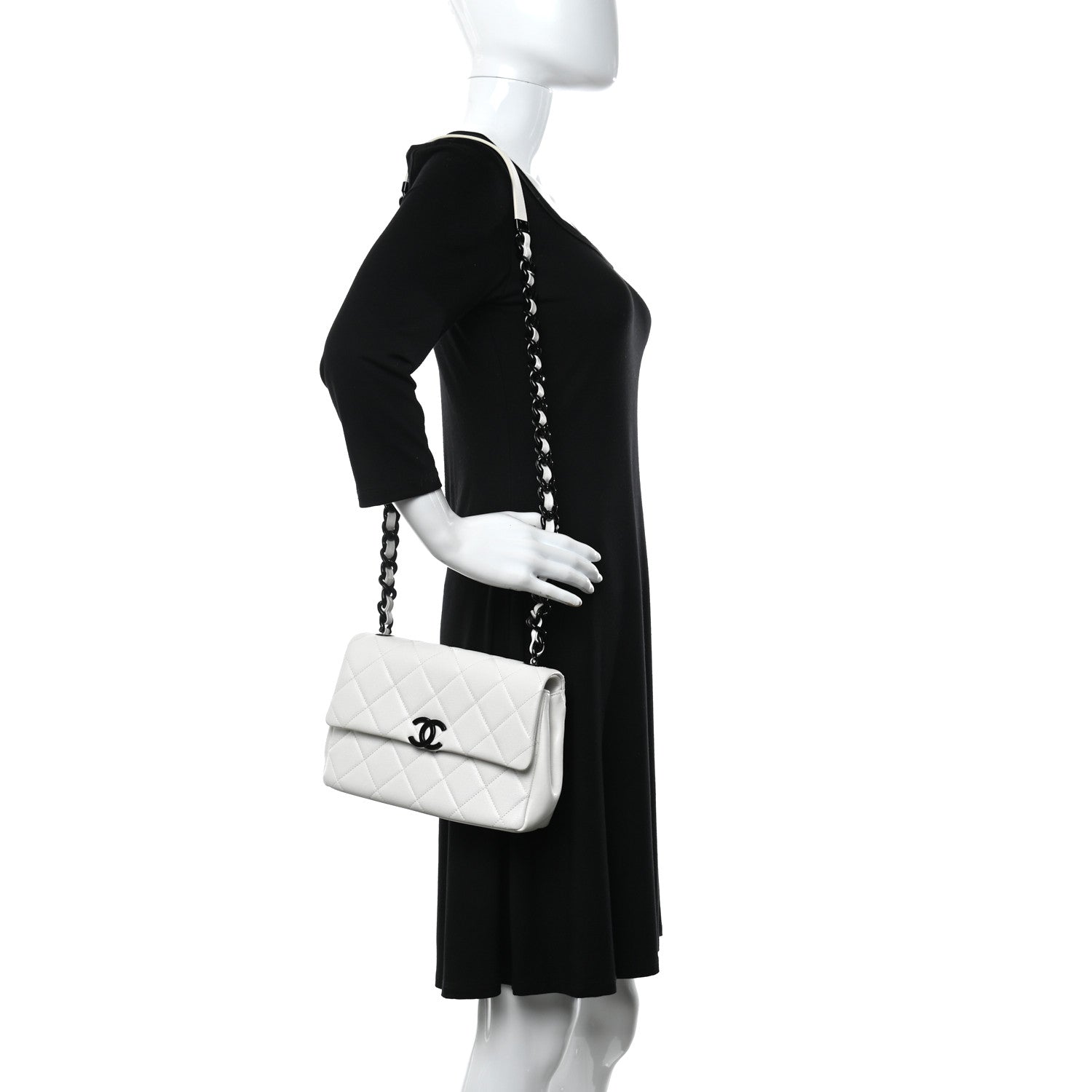 Chanel Caviar Quilted My Everything Flap White Black 2 of 9