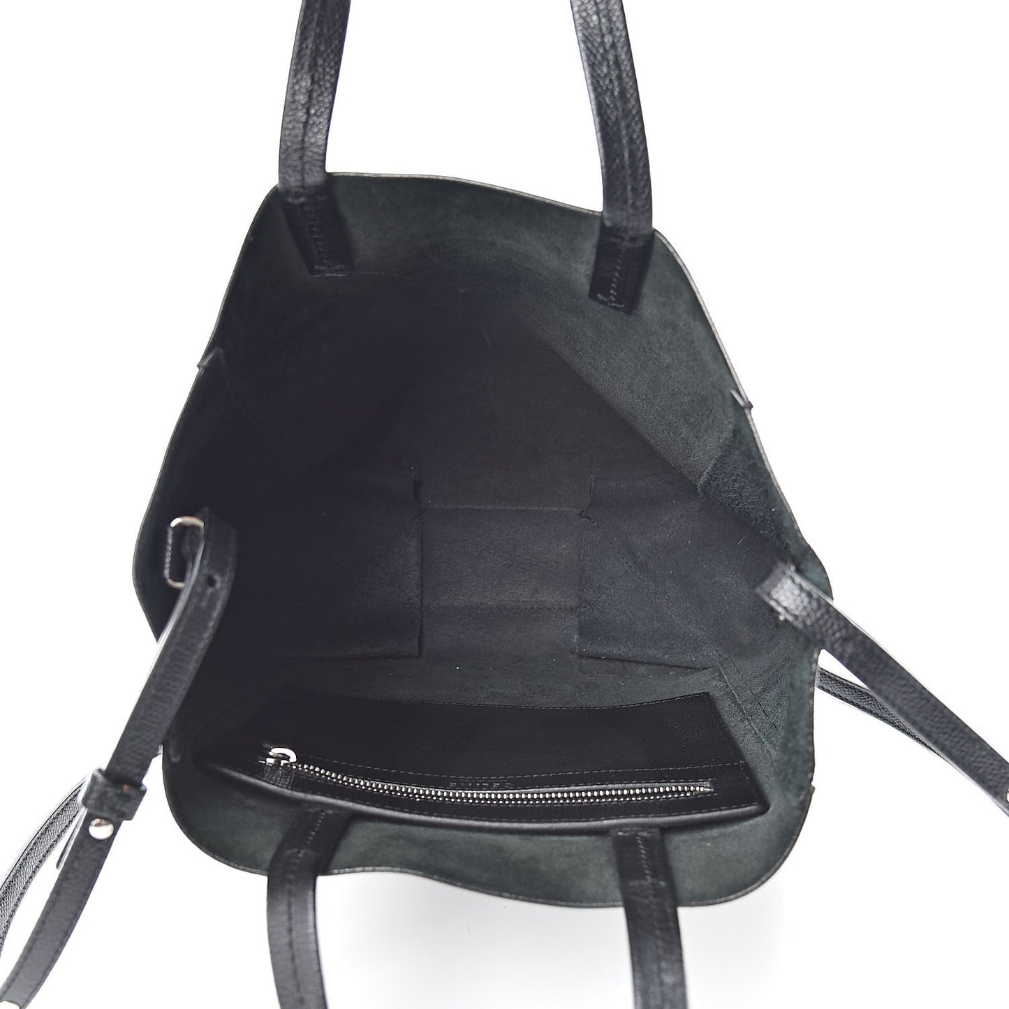 Grained Calfskin Small Vertical Cabas Black