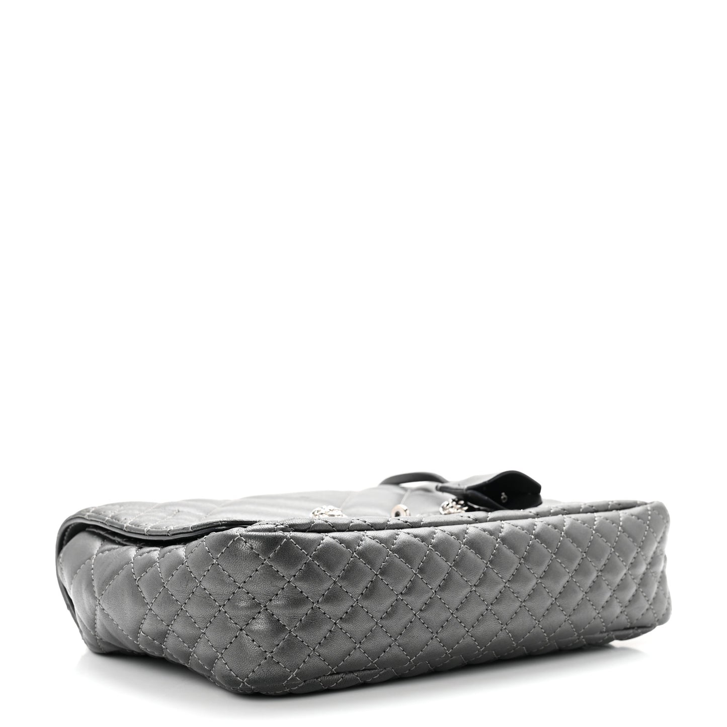 Metallic Nappa Quilted Icon Shoulder Bag Grey