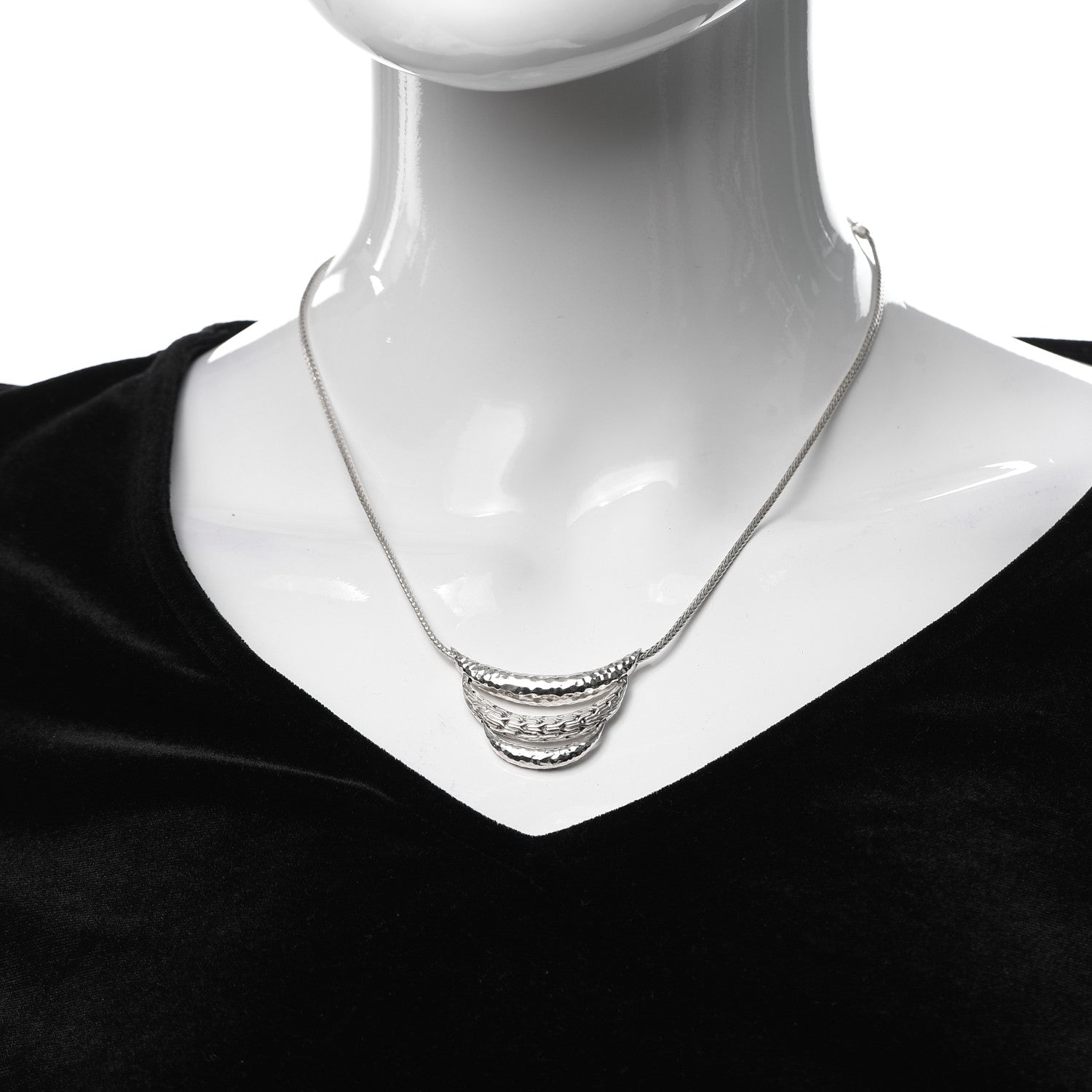 John Hardy Sterling Silver Classic Chain Hammered Bib Necklace 2 of 5