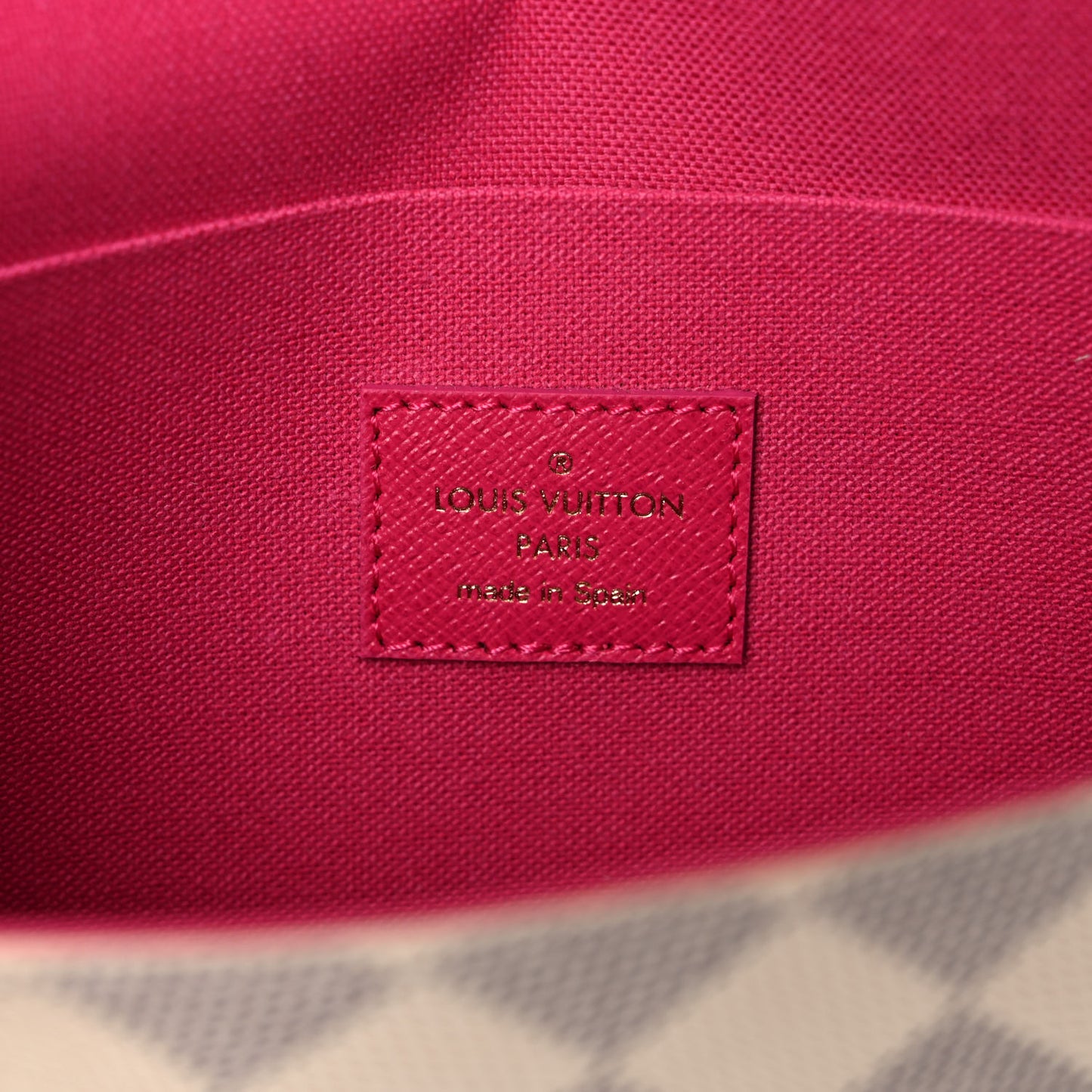 Damier Azur Studded Pochette Felicie Chain Wallet Fuchsia