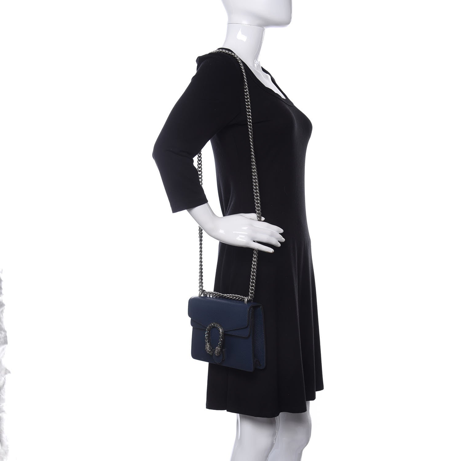 Gucci Dollar Calfskin Crystal Mini Dionysus Shoulder Bag Blue Agata Montana Sapphire 2 of 11