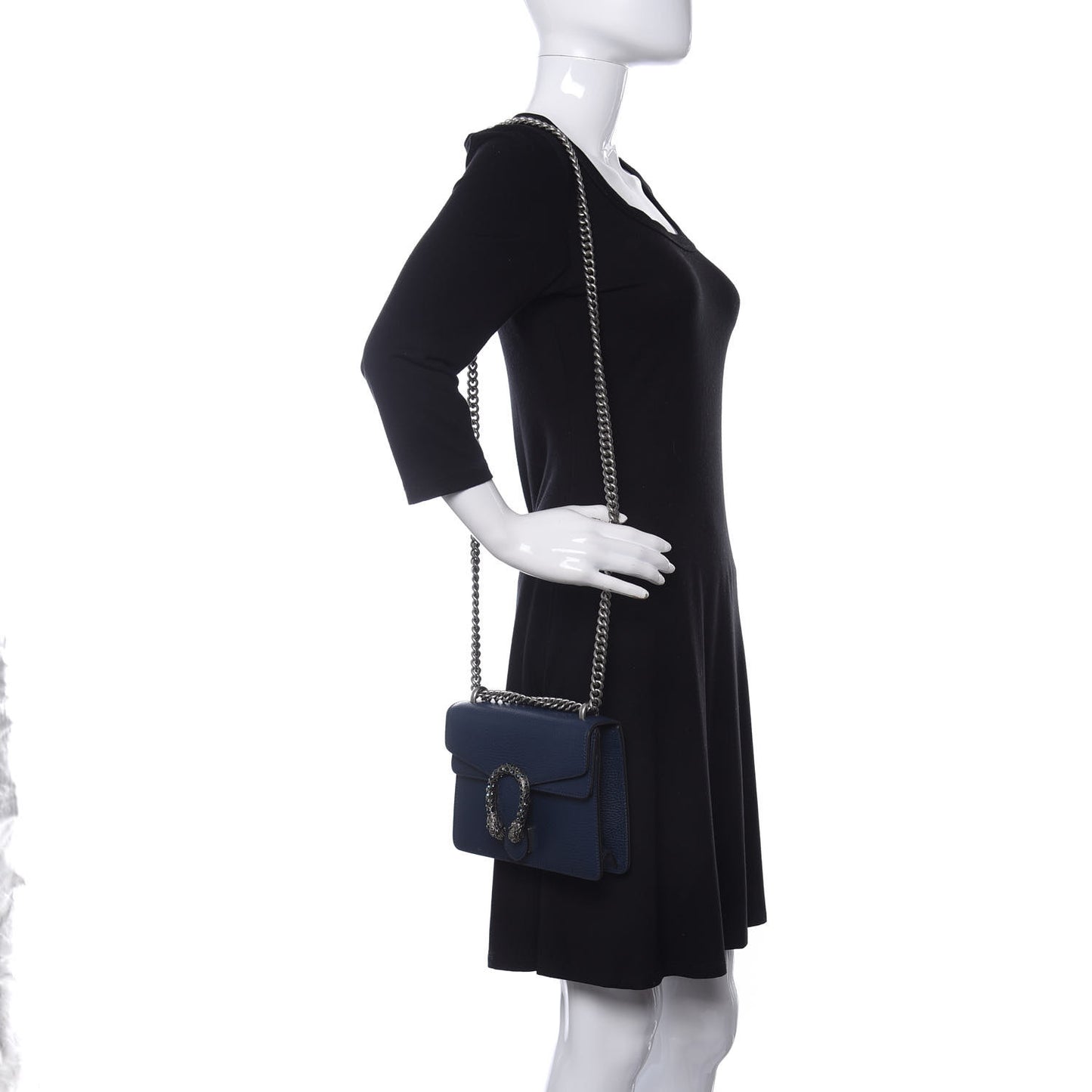 Dollar Calfskin Crystal Mini Dionysus Shoulder Bag Blue Agata Montana Sapphire