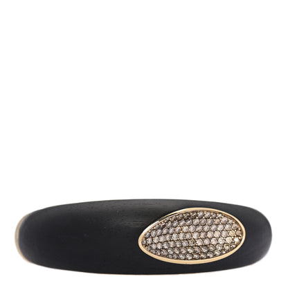 Roberto Coin Sterling Silver 18K Yellow Gold Diamond Ebony Capri Plus Bangle Bracelet 1 of 5