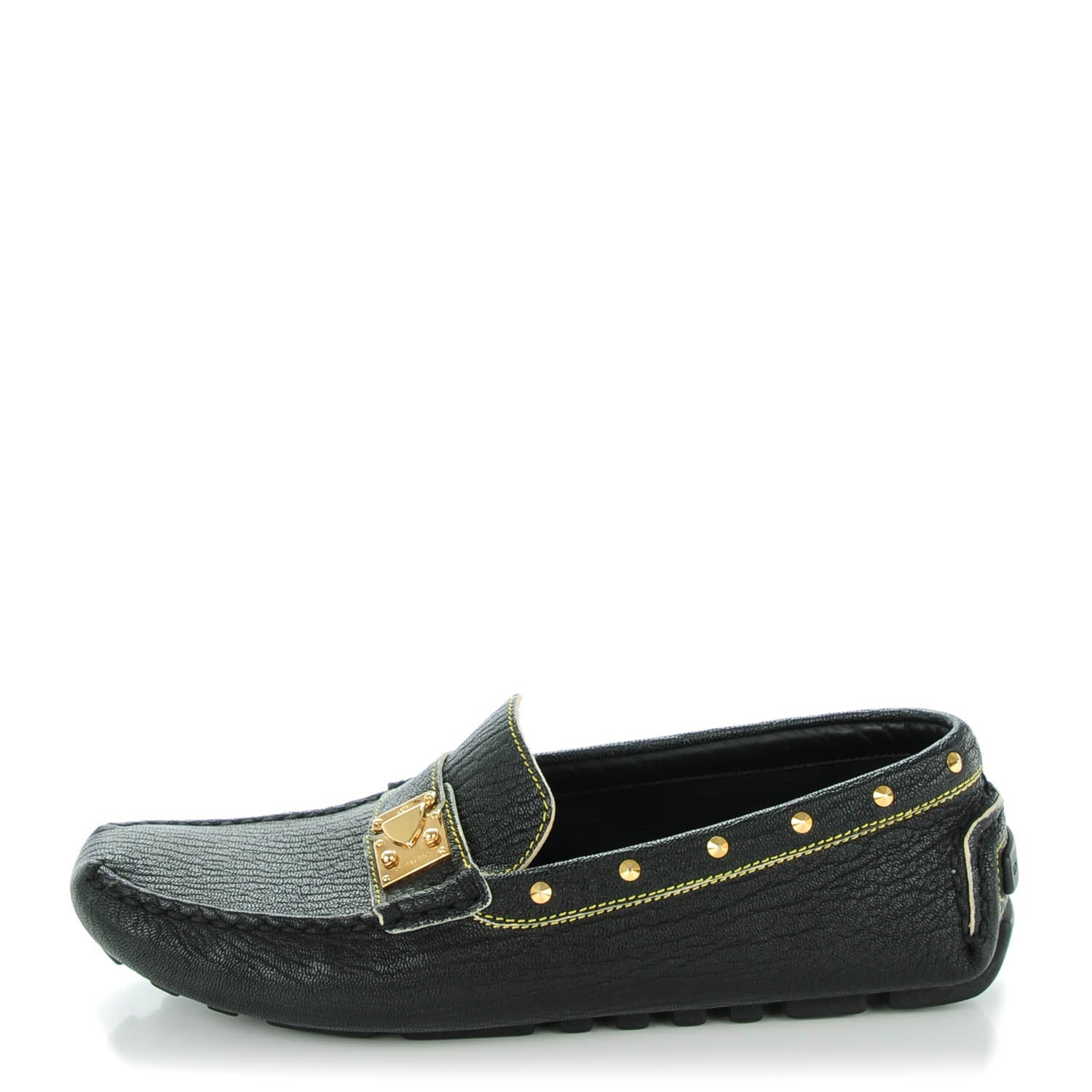 Louis Vuitton Goatskin Studded Suhali Loafers 37.5 Black 1 of 8
