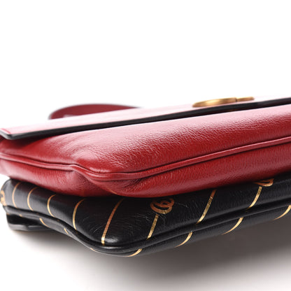 Gucci Calfskin Diagonal GG Medium Thiara Double Envelope Shoulder Bag Black Red 7 of 10
