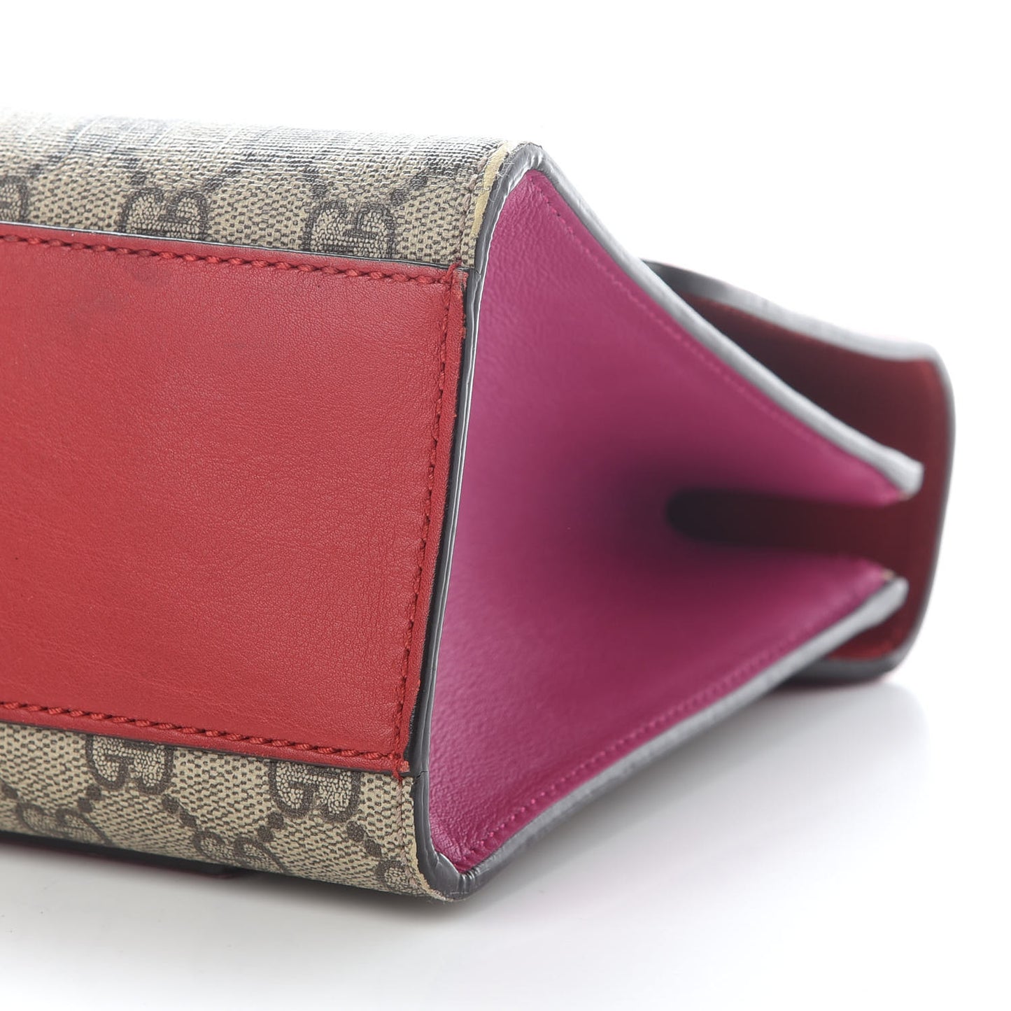 GG Supreme Monogram Calfskin Medium Padlock Shoulder Bag Beige Hibiscus Red New Rosette