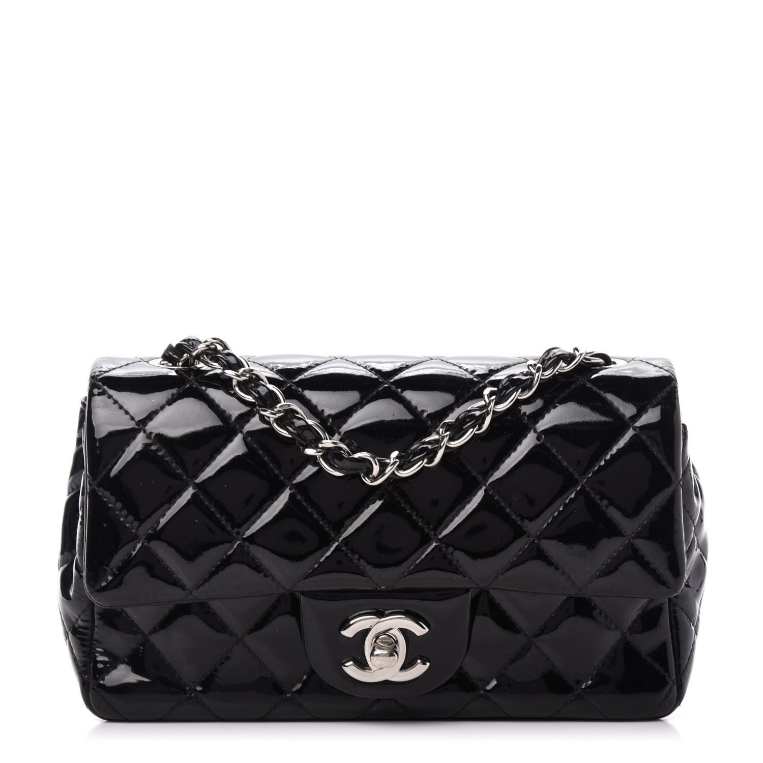 Chanel Patent Calfskin Quilted Mini Rectangular Flap Black 1 of 10