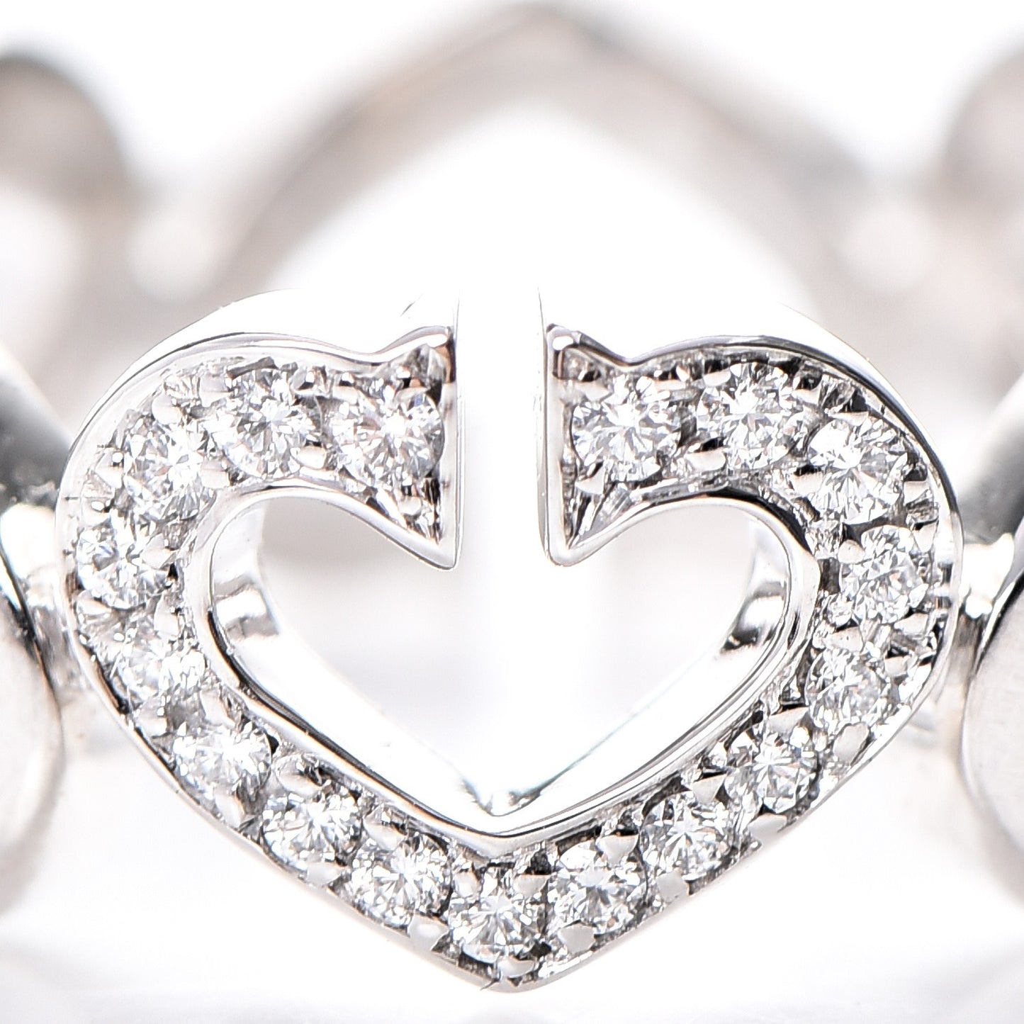 18K White Gold Diamond Hearts and Symbols Ring 49 4.75