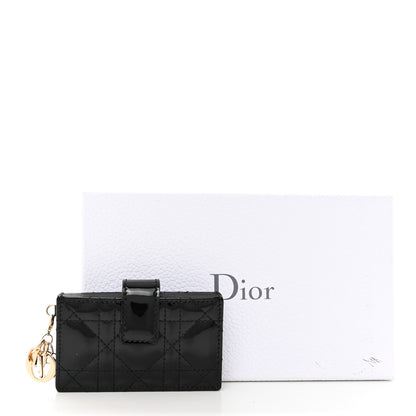 Christian Dior CHRISTIAN DIOR Patent Cannage Lady Dior 5-Gusset Card Holder Black 9 of 9