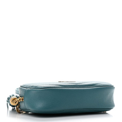 Saint Laurent Grain De Poudre Matelasse Monogram Mini Lou Camera Bag Blue Vert 4 of 11