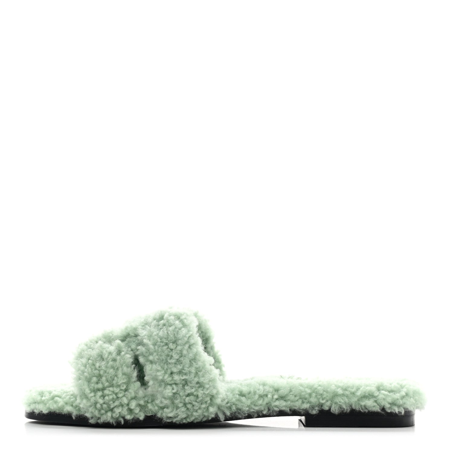 Hermes Woolskin Oran Sandals 37 Vert D’eau 1 of 8