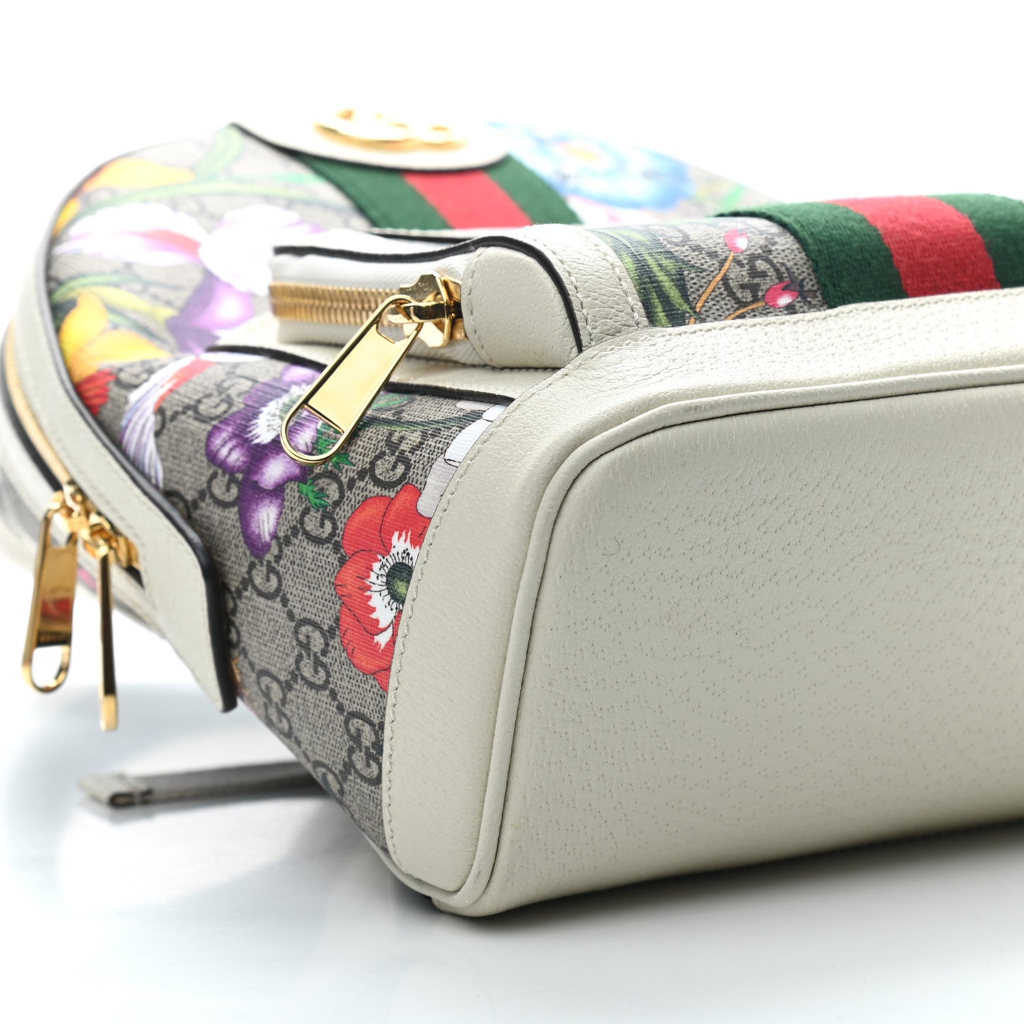 GG Supreme Monogram Flora Web Small Ophidia Day Backpack White