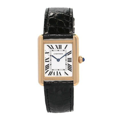 Cartier Stainless Steel 18K Yellow Gold Alligator 24mm Tank Solo Quartz Watch 1 of 6