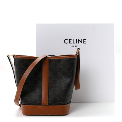 Celine Triomphe Canvas Calfskin Small Bucket Bag Tan 23 of 23
