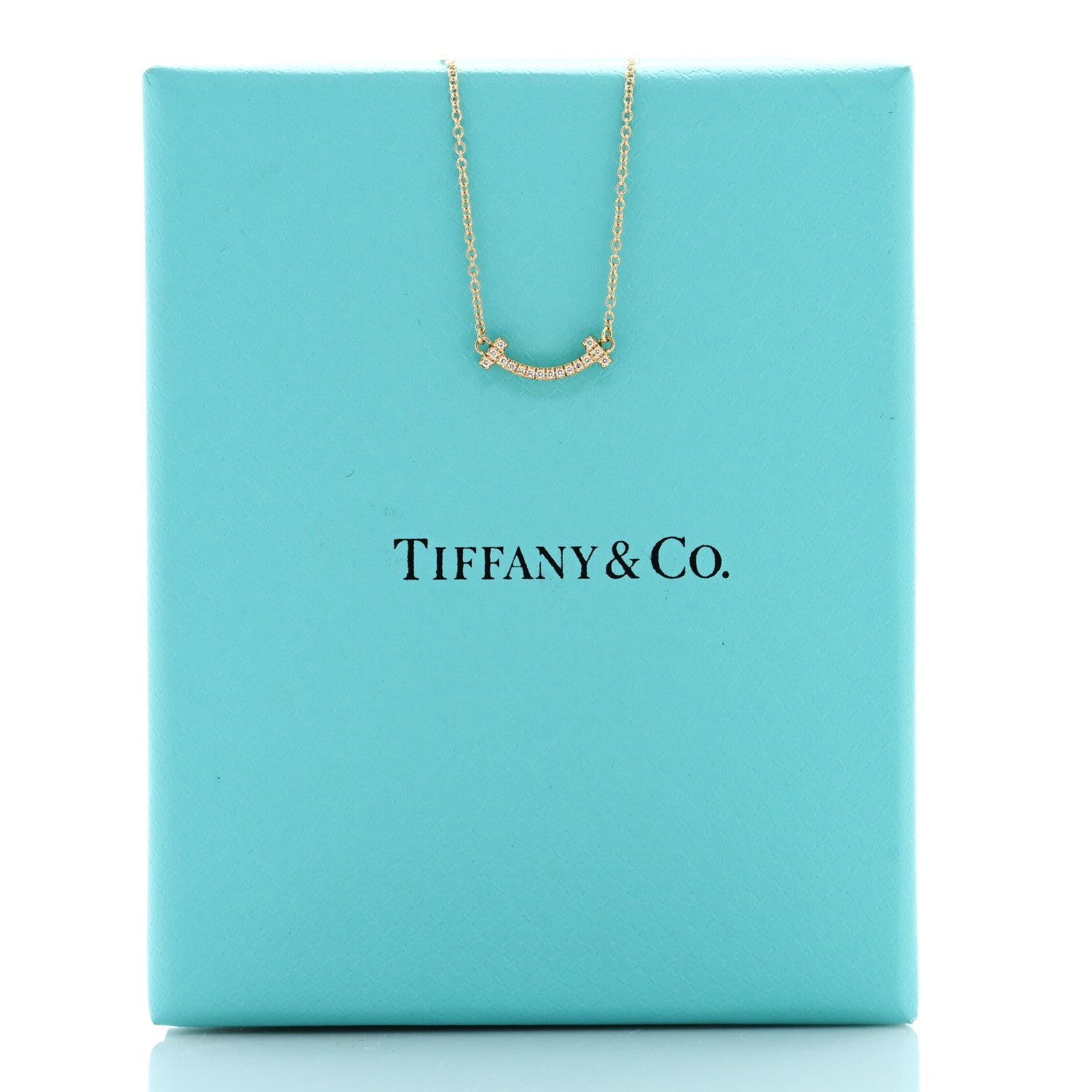 Tiffany 18K Yellow Gold Diamond Mini T Smile Pendant Necklace 5 of 5