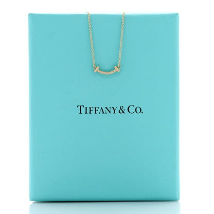 Tiffany 18K Yellow Gold Diamond Mini T Smile Pendant Necklace 5 of 5