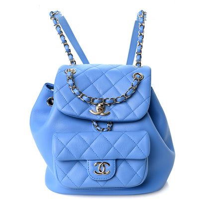 Chanel Lambskin Quilted Small Duma Drawstring Backpack Blue 1 of 10