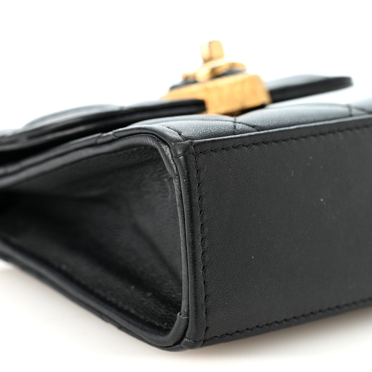 Lambskin Plexiglass Quilted Coco Love Clutch With Chain Black